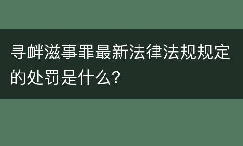 寻衅滋事罪最新法律法规规定的处罚是什么？