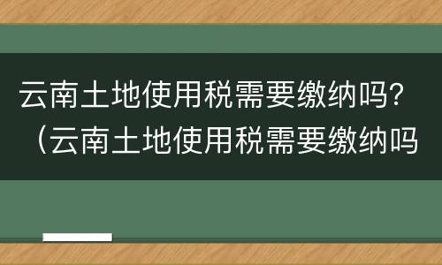 云南土地使用税需要缴纳吗？（云南土地使用税需要缴纳吗多少钱）