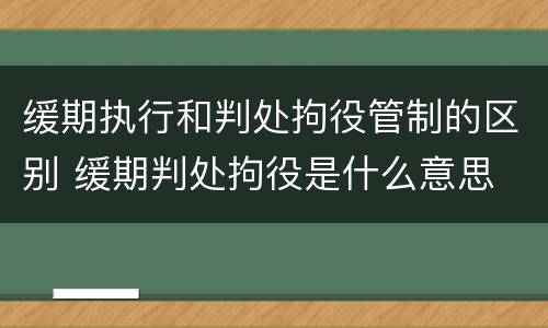 缓期执行和判处拘役管制的区别 缓期判处拘役是什么意思