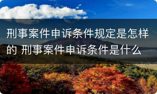 刑事案件申诉条件规定是怎样的 刑事案件申诉条件是什么