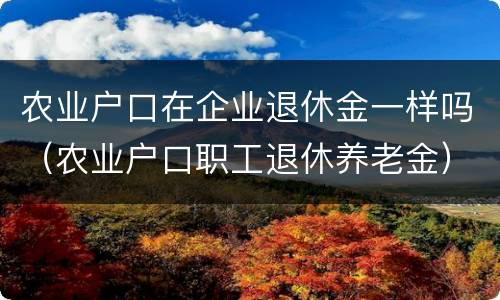 农业户口在企业退休金一样吗（农业户口职工退休养老金）