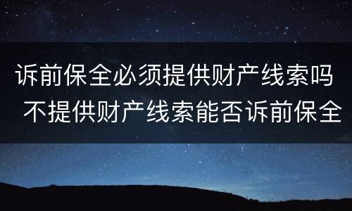 诉前保全必须提供财产线索吗 不提供财产线索能否诉前保全