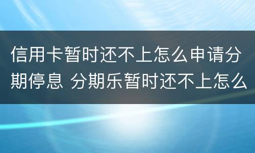 信用卡暂时还不上怎么申请分期停息 分期乐暂时还不上怎么办