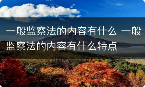 一般监察法的内容有什么 一般监察法的内容有什么特点