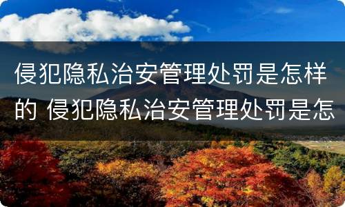 侵犯隐私治安管理处罚是怎样的 侵犯隐私治安管理处罚是怎样的行为