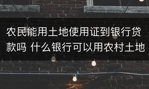 农民能用土地使用证到银行贷款吗 什么银行可以用农村土地使用证贷款