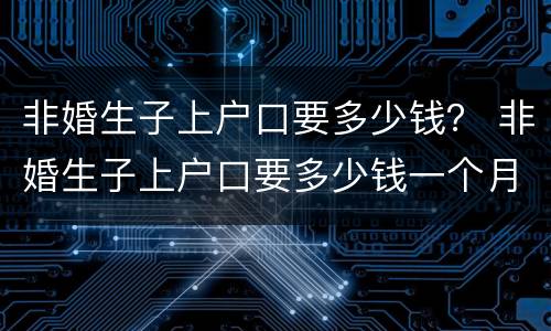 非婚生子上户口要多少钱？ 非婚生子上户口要多少钱一个月