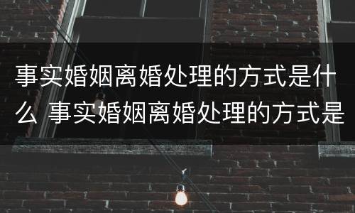 事实婚姻离婚处理的方式是什么 事实婚姻离婚处理的方式是什么呢