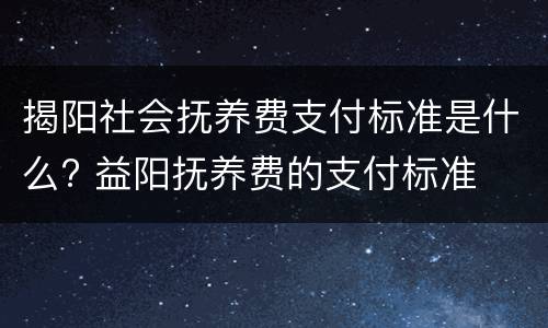 揭阳社会抚养费支付标准是什么? 益阳抚养费的支付标准