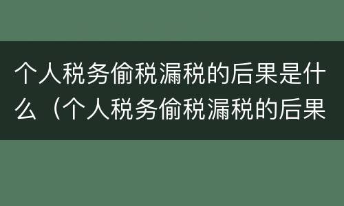 个人税务偷税漏税的后果是什么（个人税务偷税漏税的后果是什么呢）