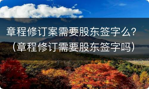 章程修订案需要股东签字么？（章程修订需要股东签字吗）