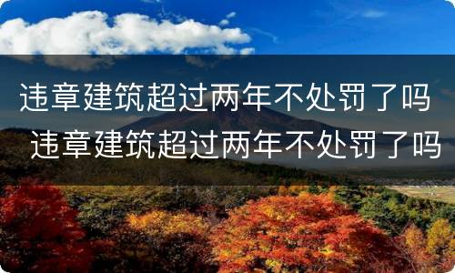 违章建筑超过两年不处罚了吗 违章建筑超过两年不处罚了吗怎么处理