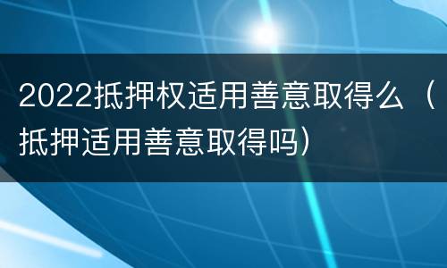 2022抵押权适用善意取得么（抵押适用善意取得吗）