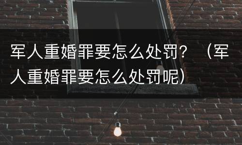 军人重婚罪要怎么处罚？（军人重婚罪要怎么处罚呢）