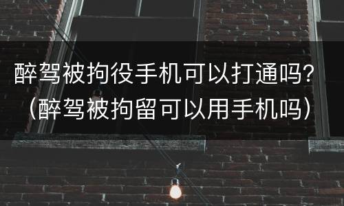 醉驾被拘役手机可以打通吗？（醉驾被拘留可以用手机吗）