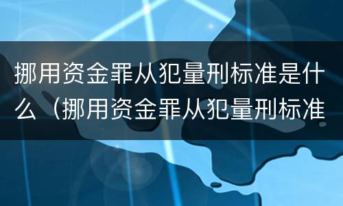 挪用资金罪从犯量刑标准是什么（挪用资金罪从犯量刑标准是什么规定）