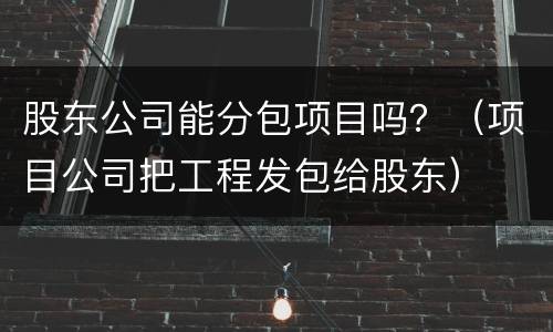 股东公司能分包项目吗？（项目公司把工程发包给股东）