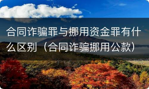 合同诈骗罪与挪用资金罪有什么区别（合同诈骗挪用公款）