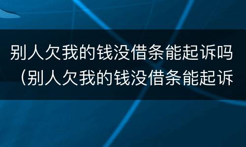 别人欠我的钱没借条能起诉吗（别人欠我的钱没借条能起诉吗怎么办）