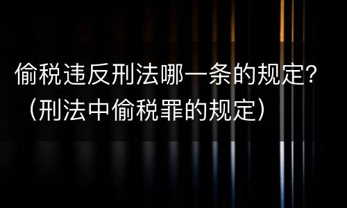 偷税违反刑法哪一条的规定？（刑法中偷税罪的规定）