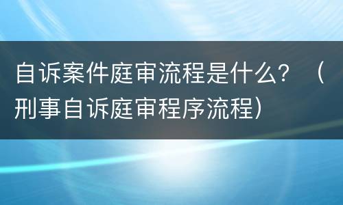 自诉案件庭审流程是什么？（刑事自诉庭审程序流程）