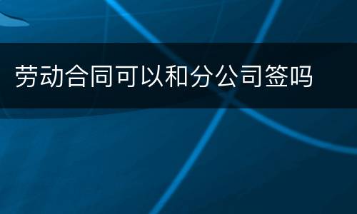 劳动合同可以和分公司签吗