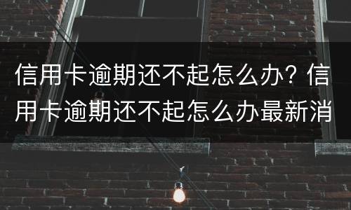 信用卡逾期还不起怎么办? 信用卡逾期还不起怎么办最新消息