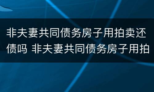 非夫妻共同债务房子用拍卖还债吗 非夫妻共同债务房子用拍卖还债吗合法吗