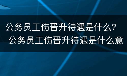 公务员工伤晋升待遇是什么？ 公务员工伤晋升待遇是什么意思