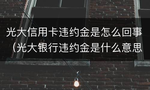 光大信用卡违约金是怎么回事（光大银行违约金是什么意思）