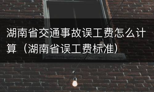 湖南省交通事故误工费怎么计算（湖南省误工费标准）