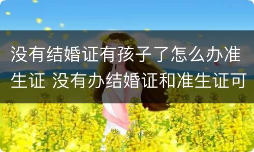 没有结婚证有孩子了怎么办准生证 没有办结婚证和准生证可以生小孩吗