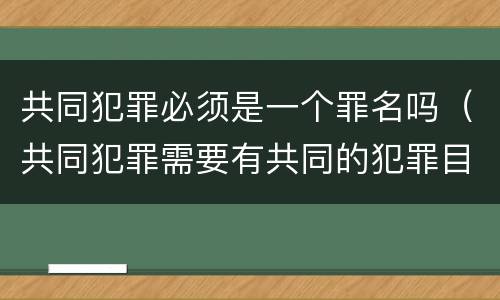 共同犯罪必须是一个罪名吗（共同犯罪需要有共同的犯罪目的吗）