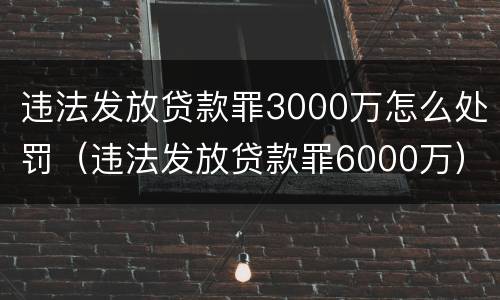 违法发放贷款罪3000万怎么处罚（违法发放贷款罪6000万）