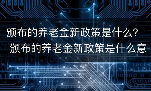 颁布的养老金新政策是什么？ 颁布的养老金新政策是什么意思