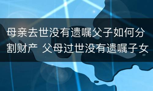 母亲去世没有遗嘱父子如何分割财产 父母过世没有遗嘱子女可一直接继承房产?