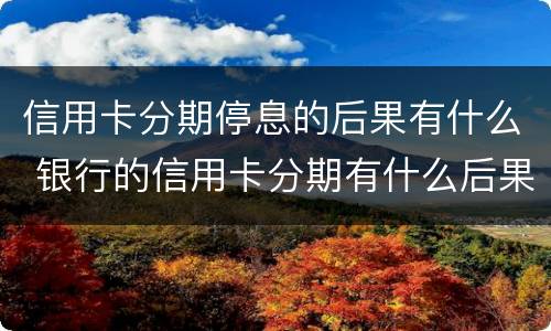 信用卡分期停息的后果有什么 银行的信用卡分期有什么后果