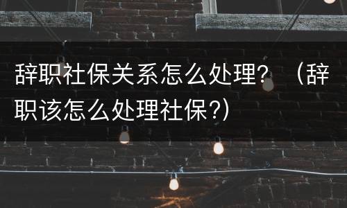 辞职社保关系怎么处理？（辞职该怎么处理社保?）