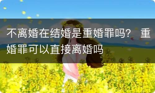 不离婚在结婚是重婚罪吗？ 重婚罪可以直接离婚吗