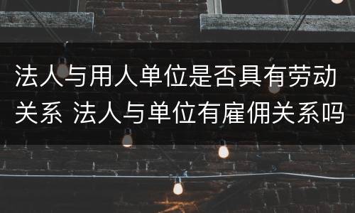 法人与用人单位是否具有劳动关系 法人与单位有雇佣关系吗