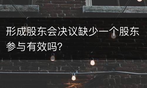 形成股东会决议缺少一个股东参与有效吗？