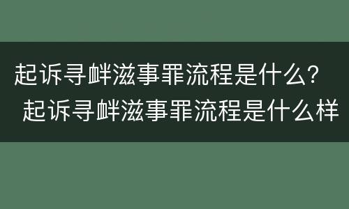 起诉寻衅滋事罪流程是什么？ 起诉寻衅滋事罪流程是什么样的