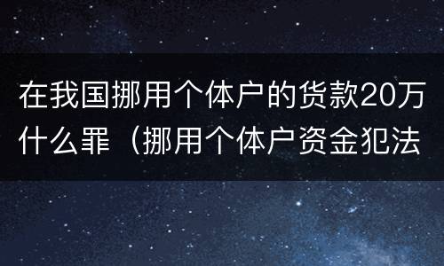 在我国挪用个体户的货款20万什么罪（挪用个体户资金犯法吗）