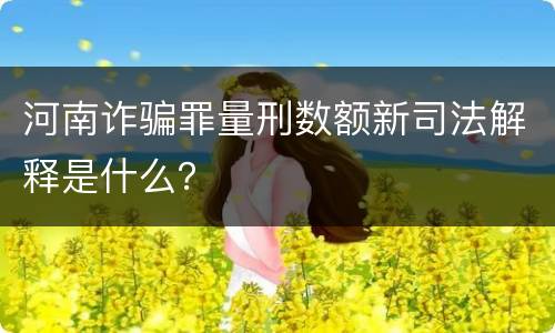 河南诈骗罪量刑数额新司法解释是什么？