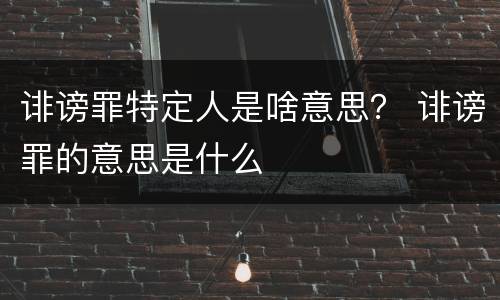 诽谤罪特定人是啥意思？ 诽谤罪的意思是什么