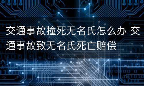 交通事故撞死无名氏怎么办 交通事故致无名氏死亡赔偿