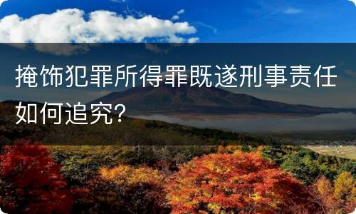 掩饰犯罪所得罪既遂刑事责任如何追究？