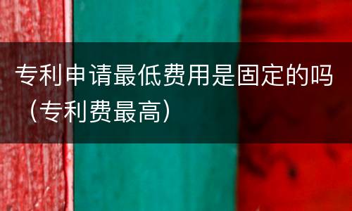 专利申请最低费用是固定的吗（专利费最高）