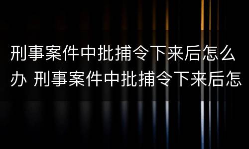 刑事案件中批捕令下来后怎么办 刑事案件中批捕令下来后怎么办呢