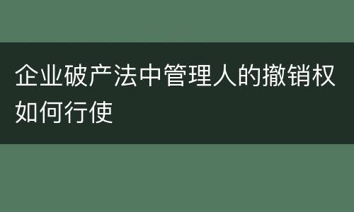 企业破产法中管理人的撤销权如何行使